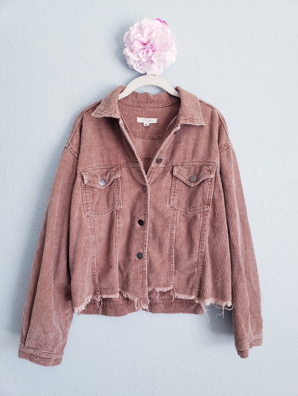 12th Tribe Dusty Brown Corduroy Raw Hem Jacket
